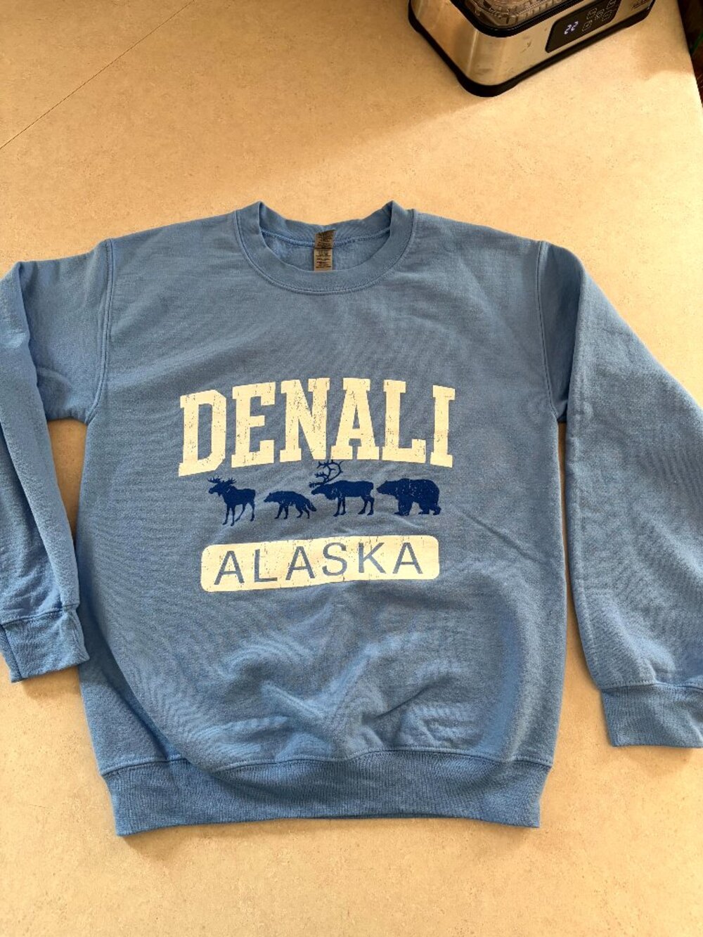 Vacation Sweatshirt Denali Alaska Size Small Blue
